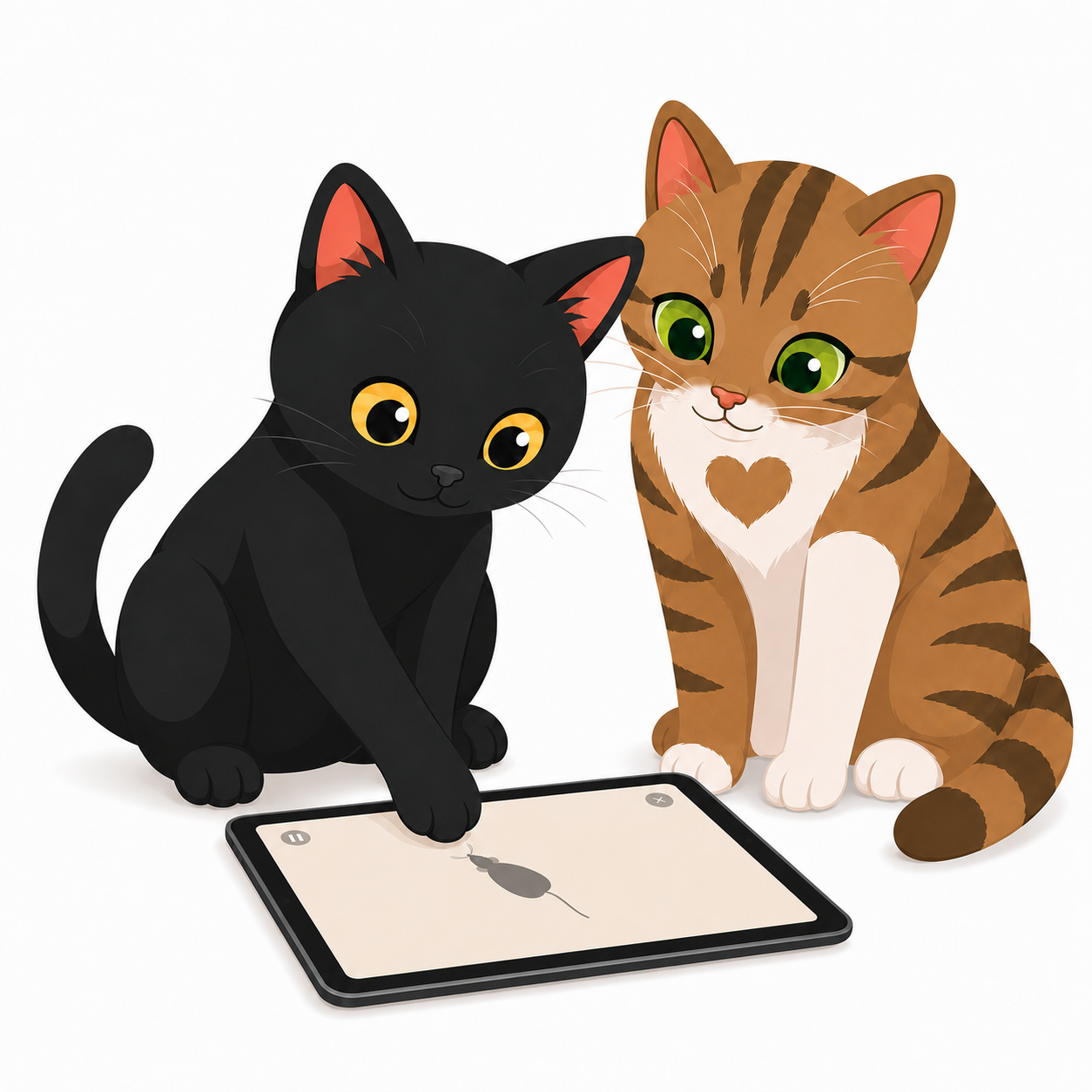 Ame and Mizore playing PurrPlay on an iPad