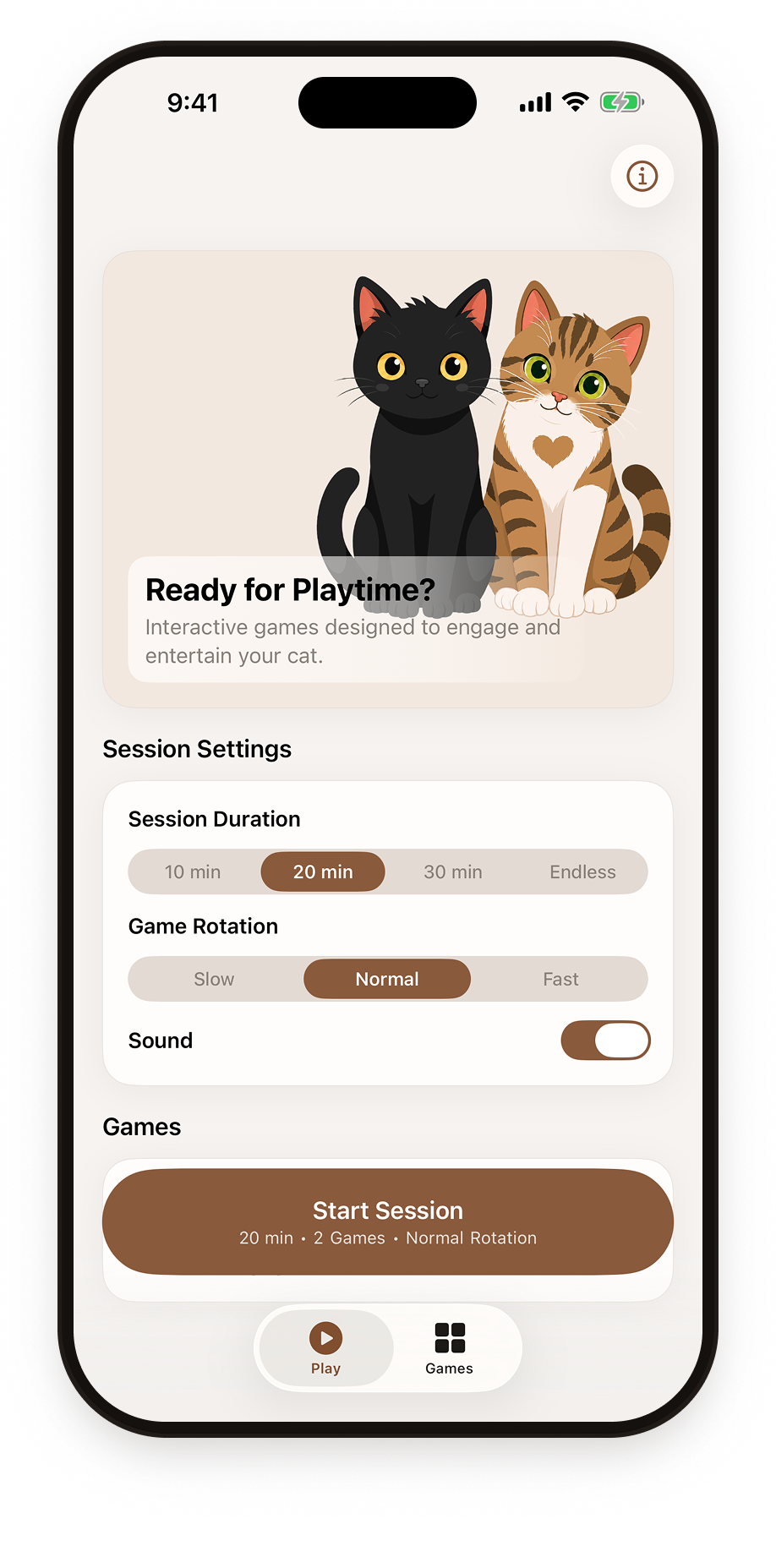 PurrPlay playtime setup screen on iPhone